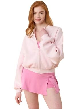 Blogilates Marshmallow Bomber Jacket - Size Medium - Light Pink